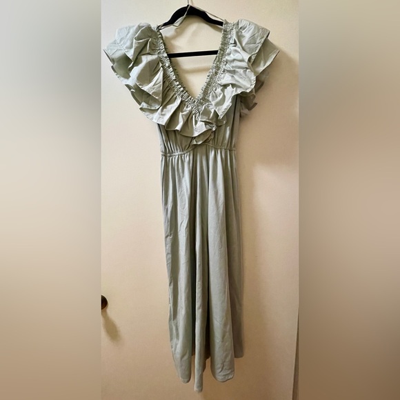 New with Tags ZARA Long Summer Dress Sage Green Size Small - Picture 2 of 6